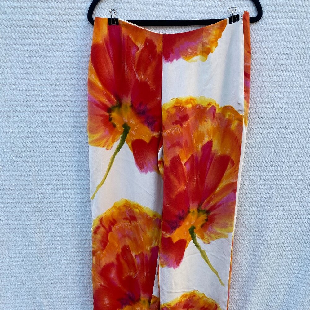 White Lotus Inspired Silk Floral Pants